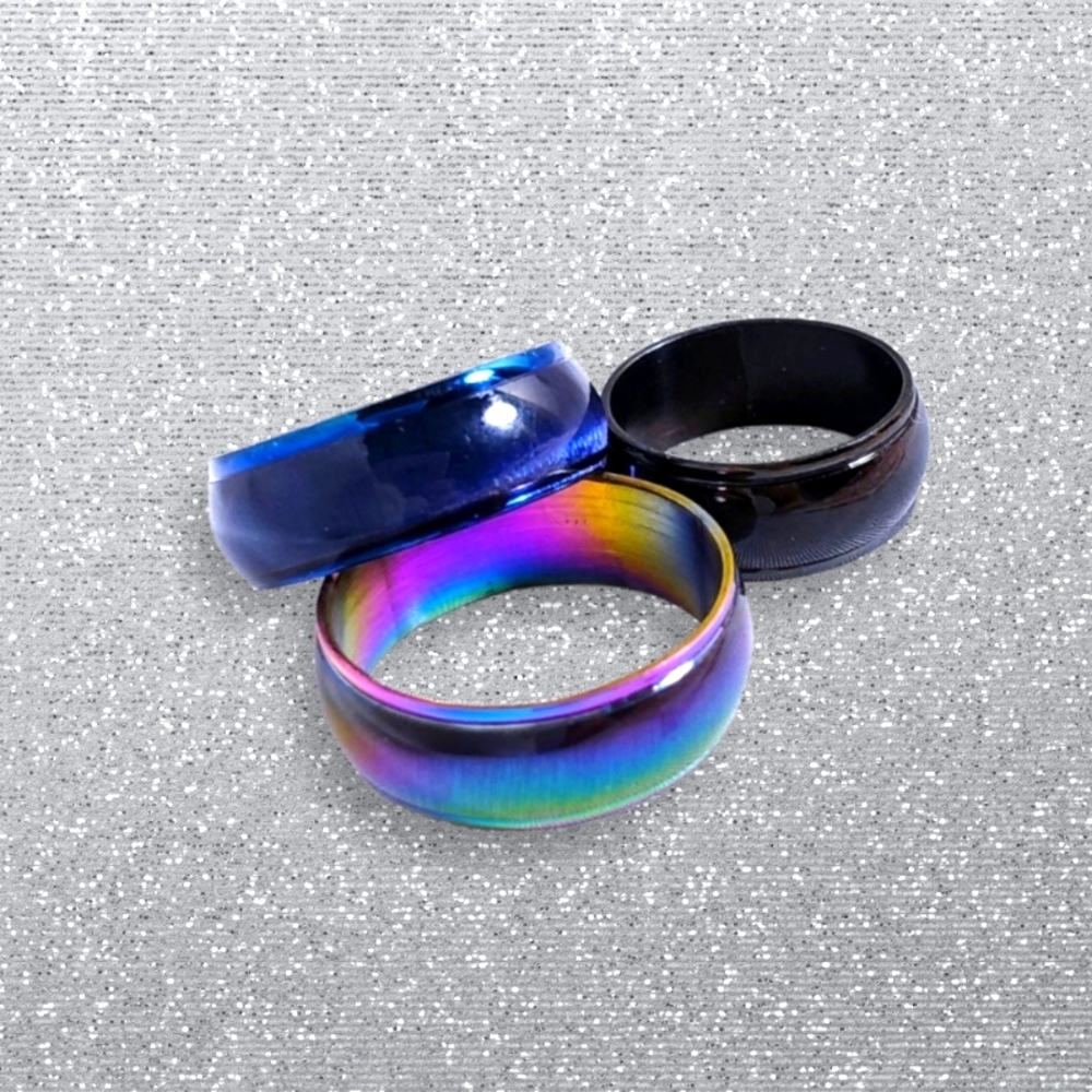 Gold  black Rainbow Band ring